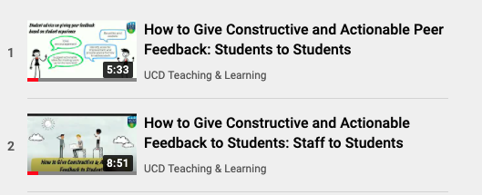 #assessment #feedback #highereducation For those interested in how staff can give feedback to students, and students to each other, that is 'constructive'. See our new <a href="/UCDTL/">UCD Teaching & Learning</a>  video resources youtube.com/playlist?list=…