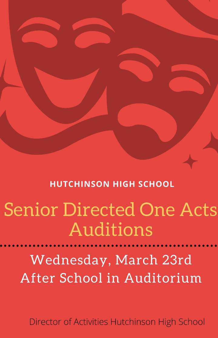 Don’t miss out on Senior Directed One Acts auditions tomorrow!!