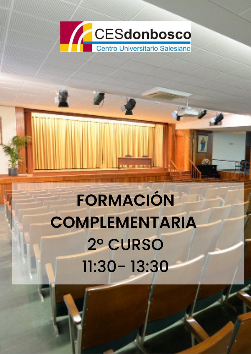 CESDonBosco's tweet image. Maña 23 de marzo habrá una #formacióncomplementaria de 11:30 a 13:30 para los #alumnos de 2º curso