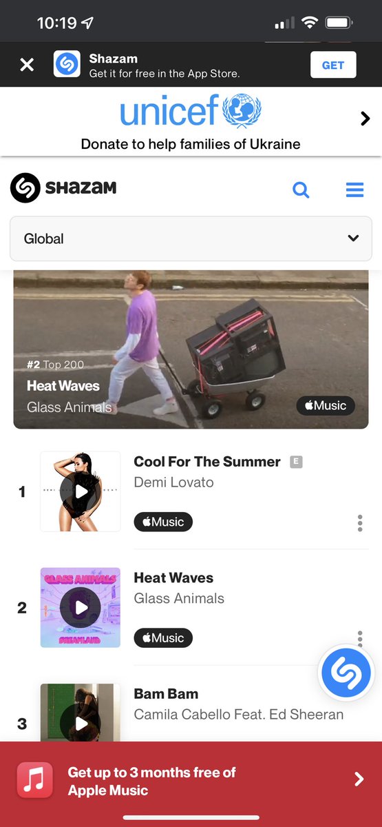 jaredbarton_26's tweet photo. Number 50 on the Spotify top song charts global and number one on the global shazam charts lets go Lovatics let's get cool for the summer up in the top 20s on Spotify #streamcoolforthesummer https://t.co/ynDygtgGSf