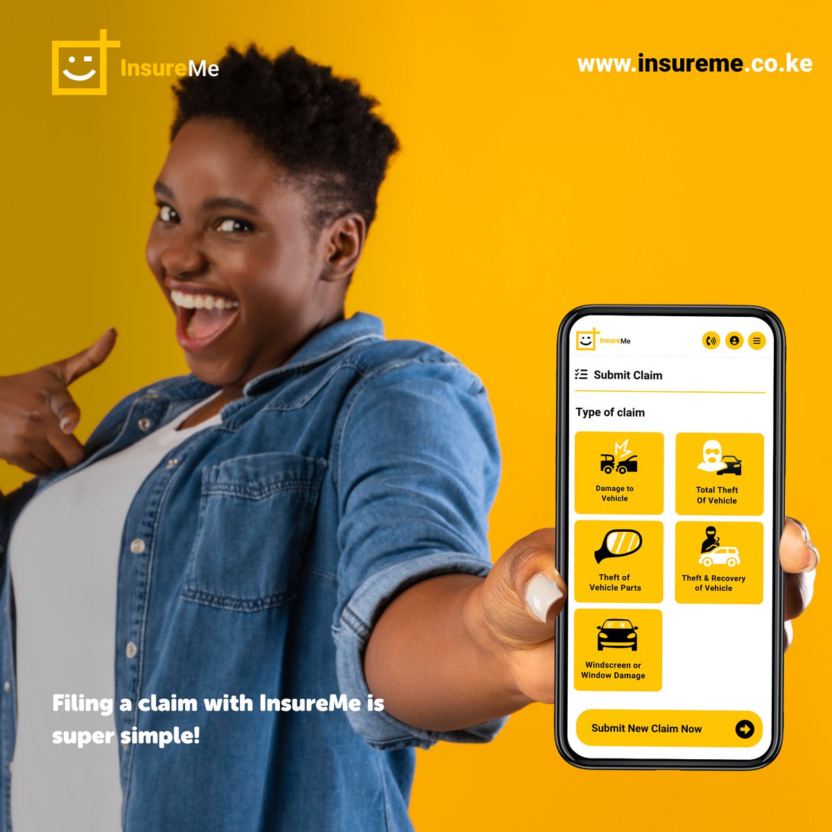 InsureMe_Ke's tweet photo. Filing a #claim on #InsureMe is quite straightforward:
1.Visit https://t.co/gur8eGmiRi, login to your profile, select your car and begin.
2. Attach police abstract
3. Attach photos of accident.
For queries contact us on:
WhatsApp: 0715999922
Call: 0709184444
#insuranceclaim https://t.co/gYxNi9KvPk