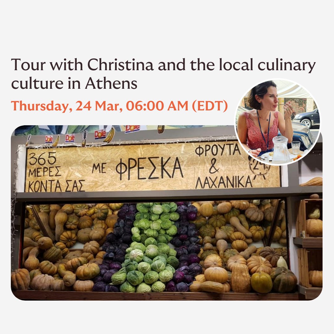 viewpal's tweet photo. Are you team foodies or culture enthusiasts? How about both and more? Join this live live-streamed experience in Athens for free🚀🗺️
https://t.co/CVwh9TAMDn
#Viewpal #Athens #travel #startup #sustainable  #Food #Foodie #TravelForGood #foodtravelchat #travelphotography #tour #blog https://t.co/owyxDcEZP6