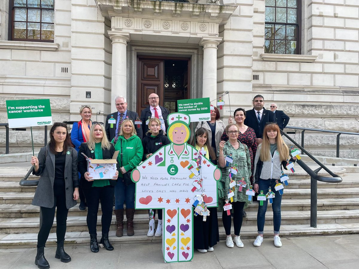 I was honoured to join MPs in welcoming <a href="/macmillancancer/">Macmillan Cancer Support</a> @Mac_campaigning to Westminster this morning as they delivered 1000 handwritten messages from people affected by cancer to the treasury. 

The Government must fund the extra 3371 cancer nurses by 2030 #TheForgottenC