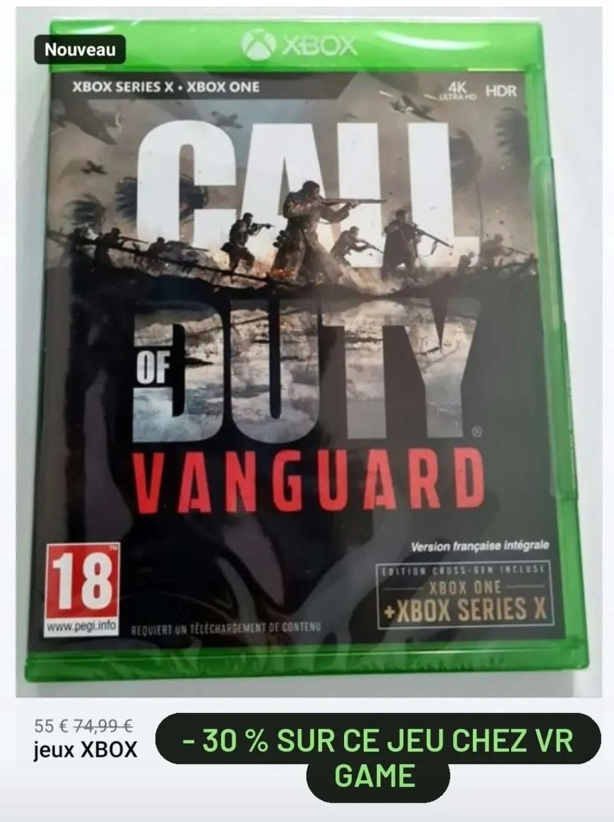 VBrumath's tweet image. PROMO !!! -30% Sur le jeu Call of Duty Vanguard sur Xbox One/S et Xbox Serie X/S !!!