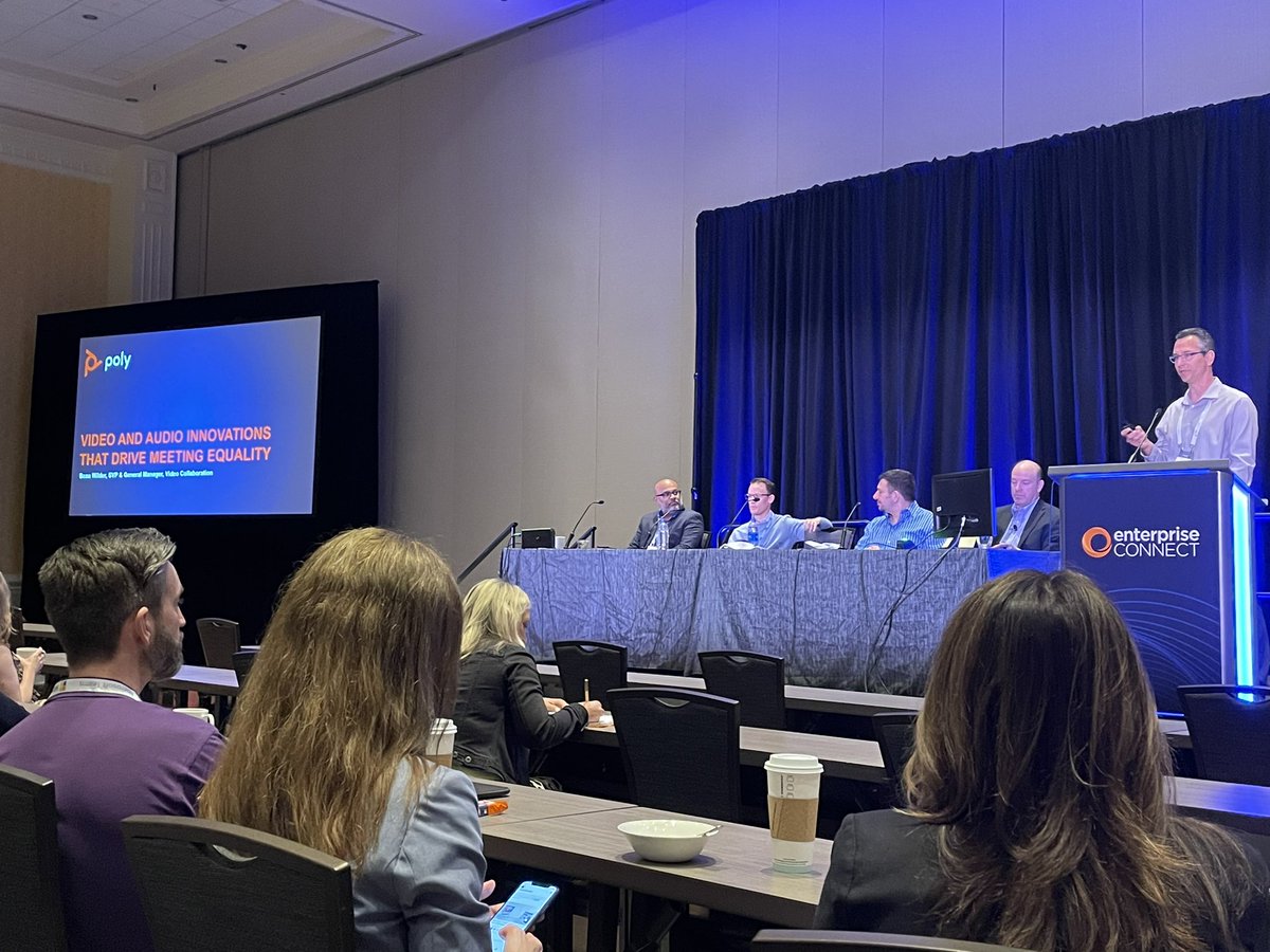 JohnStearnsTech's tweet photo. One of my favorite topics this morning at #EC22:  video meeting equality #SmartGallery @Zoom @PolyCompany @LogitechVC @MicrosoftTeams @Graeme_Geddes @ilyabu https://t.co/6idTZ81SkM