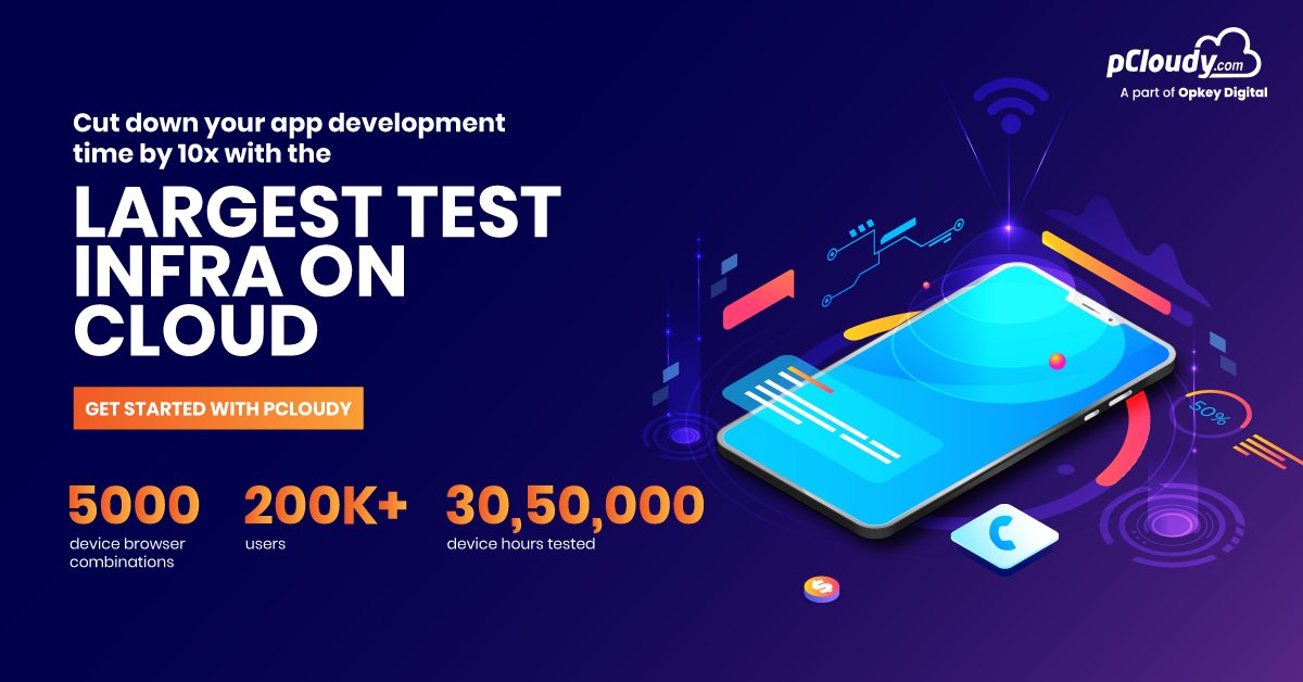 pcloudy_ssts's tweet photo. Upgrade to the largest Test Infrastructure on Cloud and save precious productive hours across your organization. Talk to us to learn more.
Link: https://t.co/IdzGc2AQim
#pcloudy #apptesting #mobileapptesting #mobileapp #cloudapptesting #testyourapps #mobiletesting https://t.co/gssw2cNJyh