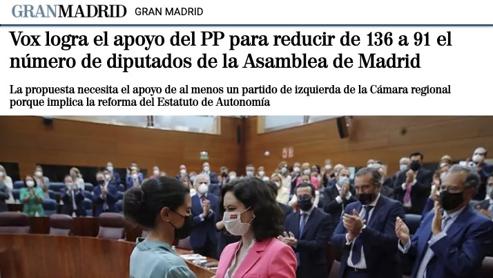 diazvillanueva's tweet photo. En la Asamblea de Madrid hay cinco partidos con representación. Con nuestro sistema de listas cerradas y disciplina de voto bastarían cinco diputados con el voto ponderado en función de los votos obtenidos. Para los plenos un despacho no muy grande sería más que suficiente. https://t.co/TnSEO7lRBe