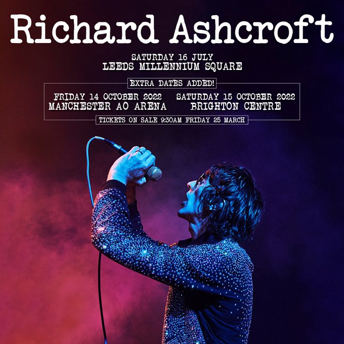 RT to win a choice of Tickets &amp; Hotel:
eventhotelsuk.com/newsletter

NEW // Woohoo! <a href="/richardashcroft/">Richard Ashcroft</a> has announced TWO new shows for October.

He'll be taking over Manchester's 
<a href="/AOArena/">AO Arena</a> and <a href="/BrightonCentre/">Brighton Centre</a>

Tickets go on sale at 9:30am on Friday 
👉 eventhotelsuk.com/ticketonsales