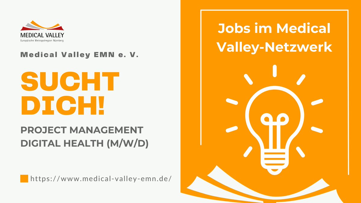 medicalvalley's tweet photo. Wer kommt zu uns ins Medical Valley EMN nach Erlangen? 🤩🚀
Wir suchen aktuell einen #Projektmanager oder eine #Projektmanagerin #DigitalHealth (m/w/d), um gemeinsam mit uns #Innovation im #Gesundheitswesen zu schaffen!
👉 https://t.co/WOpLHjvveG
#MedTech #Jobs @medicalvalley https://t.co/0Jp8V08kIB