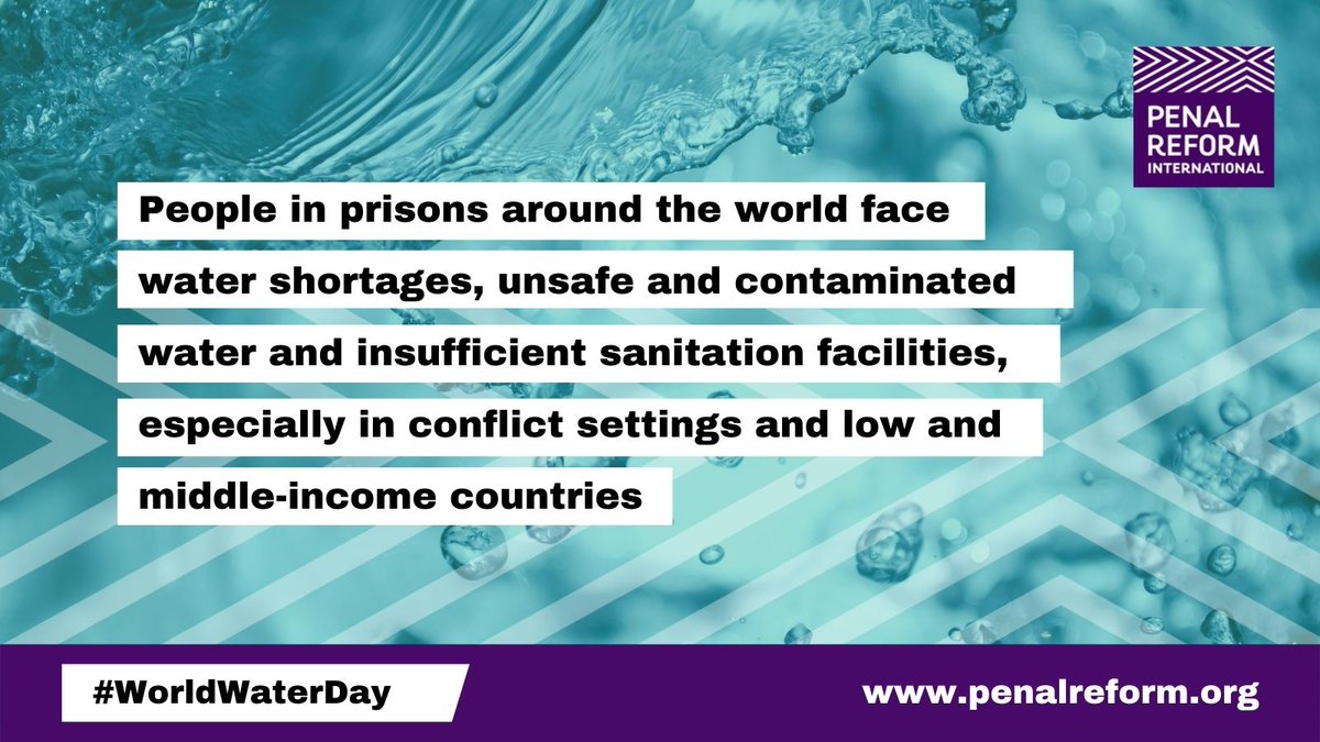 Today is #WorldWaterDay! 

PRI works to ensure every person in prison has access to regular, safe, drinking water, showers and sanitation facilities. 

Overcrowding and lack of resources are major contributors to inadequate water and sanitation facilities in prisons.
