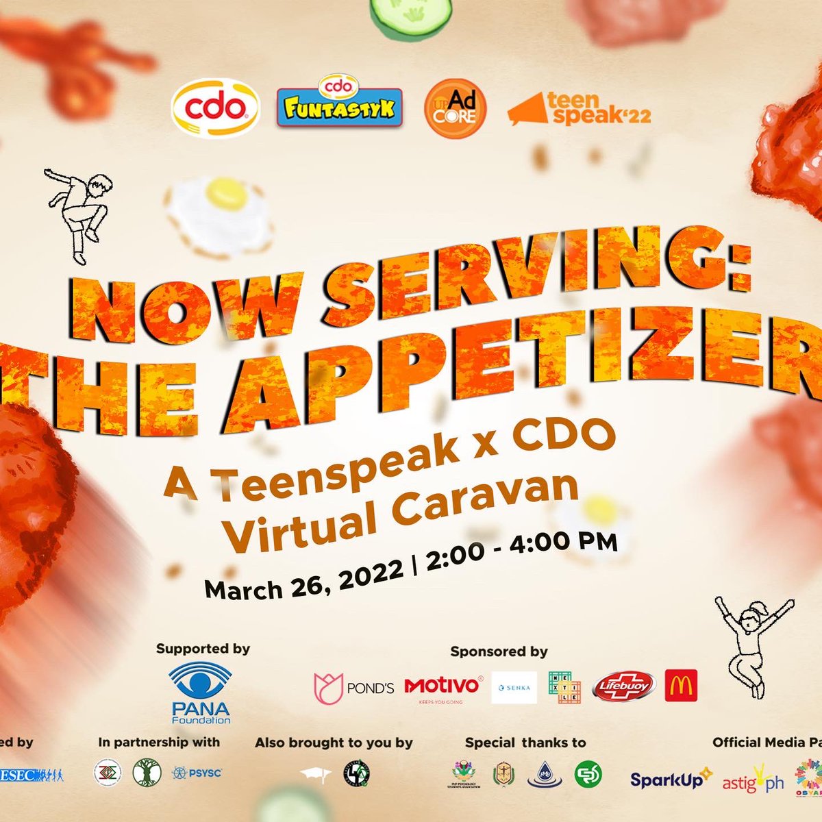 teenspeak_up's tweet photo. Learn from the Funtastyk Minds behind Teenspeak โ22, CDO, and our brand partner, CDO Funtastyk, by joining The Appetizer: A Teenspeak x CDO Virtual Caravan this Saturday, March 26, 2:00 - 4:00PM!
#Teenspeak22
#TakeTheExtraBite
#AdvertisingCompetition
#CaseCompetition https://t.co/4E00DOGKZG
