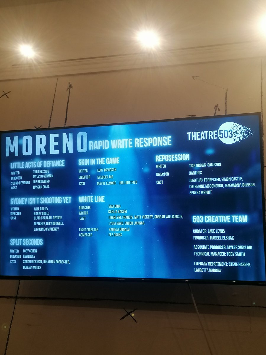 LuceJuiceLuce's tweet photo. Had the most glorious few weeks sharing our play 'Skin in the Game' for @theatre503 Moreno #RapidWriteResponse. Big love and thanks to Director extraordinaire @RebekaDio and acting talents @Maeve_new_world and Joel Elliott, plus many other fab people! Here's to many more...! ⚡⚡ https://t.co/fgTbSZksDP