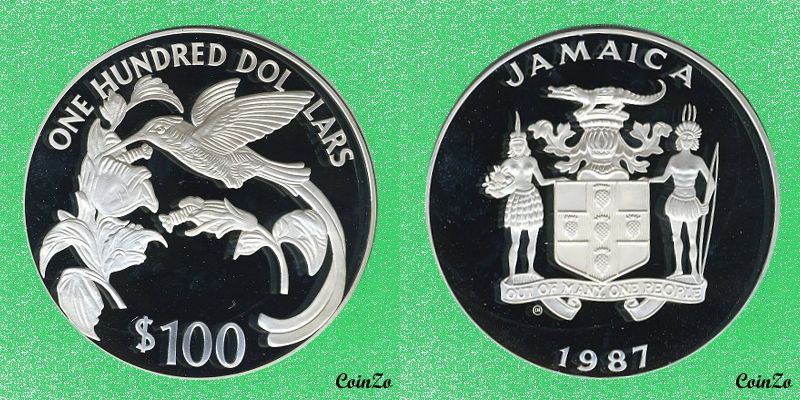 coinzo's tweet photo. Ямайка 100 Долларов 1987 Серебро 136 г мм Колибри KM- #coinzo #coins https://t.co/fASR6XMJw4