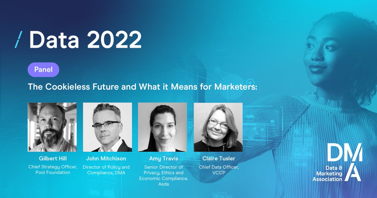 DMA_UK's tweet photo. Join Amy Travis (@asda), @john_mitchison (DMA UK), @GilbertHill (@poolfoundation), and Clair Tusler (@VCCP) on Friday 25 March to discuss what the #cookieless future means for #marketers.

Book your place here ➡️ https://t.co/tXwm7dwrsB

#dataprivacy #marketing https://t.co/MNWOEKZQZC