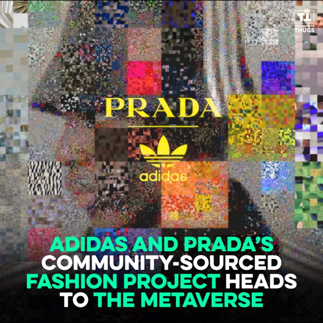 TThugsNFT's tweet photo. In support of the adidas for Prada Re-Nylon collection, the brands are launching an ambitious, first-of-its-kind community NFT collaboration that brings together consumers from fashion, design, and crypto. 
#trillionairethugs #nft #nftcommunity #metaverse #blockchain https://t.co/DJ4x4126hk