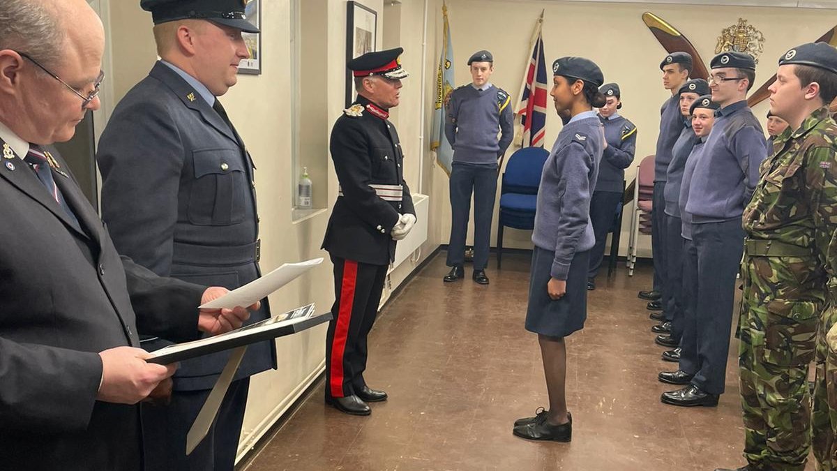 NorthantsLL's tweet photo. Delighted to visit to 1101 (Kettering &amp; District) Squadron RAFC last night to see the Cadets in action on a parade evening and presenting Bronze DoE, Certificates, Promotion and Staff Commendation.@1101Aircadets https://t.co/cw8zvMpHor
