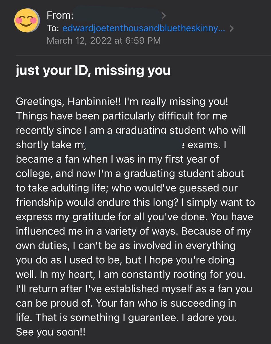 shujibeanzy's tweet photo. So yesterday, Hanbin replied to my e-mail, and I felt the urge to share his reply because I know a lot is feeling the same way as me. Thank you for your kind words. It meant so much to me 🥺🥺🥺 @shxx131bi131 https://t.co/tO7D9JZJLo
