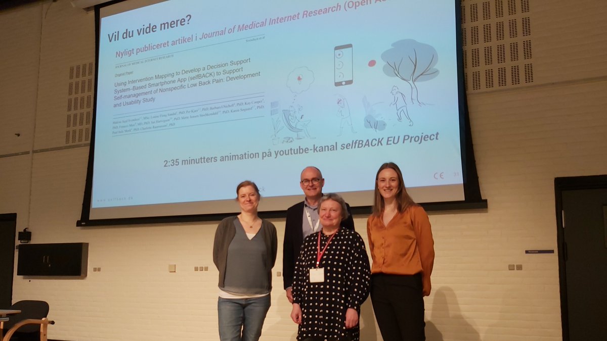 the presenting team 💪💪💪 Thank you @Kjaer_Per for hosting us, thank you #fagkongres22 for having us and @selfback_eu team for awesome project and collaboration.!!! @SDUIOB @NFAnyheder @NTNU_ISM @HealthNTNU @UofGlasgow