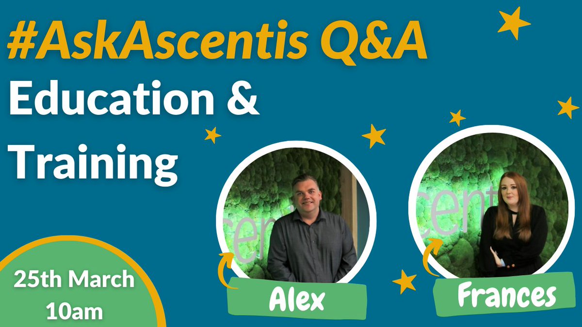 AscentisAO's tweet photo. 📣Find out more about our #QualificationoftheMonth Education and Training in our upcoming #AskAscentis this Friday!
Submit your questions for our experts and receive your joining link by sending us a message or emailing ➡️marketing@ascentis.co.uk 🗨️
#Education #Training #QandA https://t.co/sfSUVhK1lm