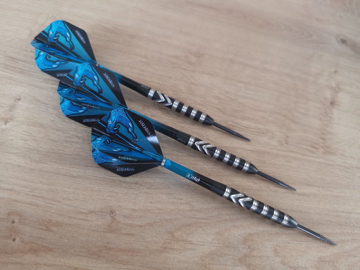JanHoeman's tweet photo. @T0byWanKen0bi 26g @Gezzyprice darts with snakebite flights. 😉 https://t.co/IihZKMkBF2