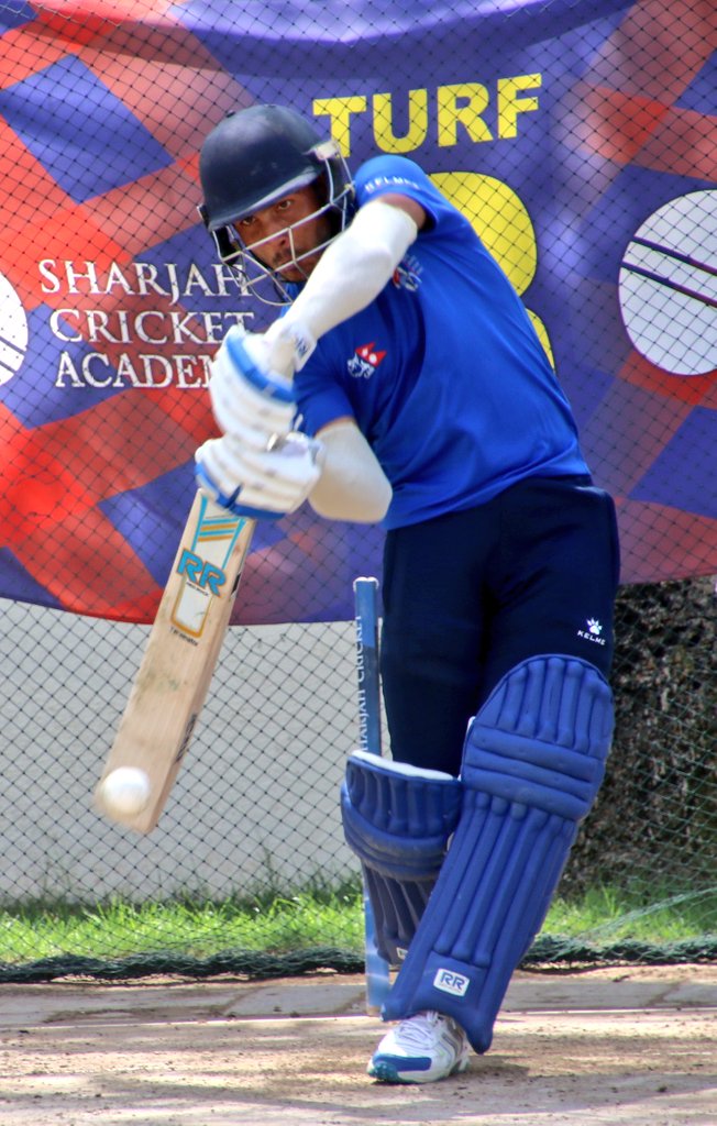 RedRockNepal's tweet photo. Red Rock Nepal is proud &amp; humbled to see it's first foray in Nepali cricket Bhim Sarki make his long awaited international debut today. The prodigy who started it all has began his journey for Nepal.

Grooming champions.

Pic: CAN
 #NEPvPNG #PNGvNEP #BhimSarki #NepalCricket https://t.co/LeqEFO5u3g