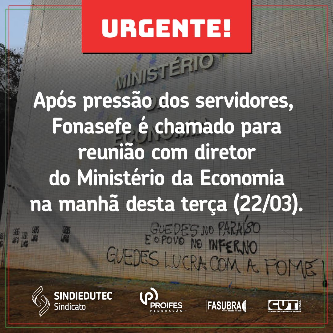 sindiedutec's tweet photo. Após muita pressão dos servidores, o Fonasefe foi chamado para uma reunião agora às 10 horas no Ministério da Economia, para debater o reajuste de 19,99% reivindicado pelos recebidos.

#lutasindical #fonasefe #sindiedutec https://t.co/UMXubdvj0K