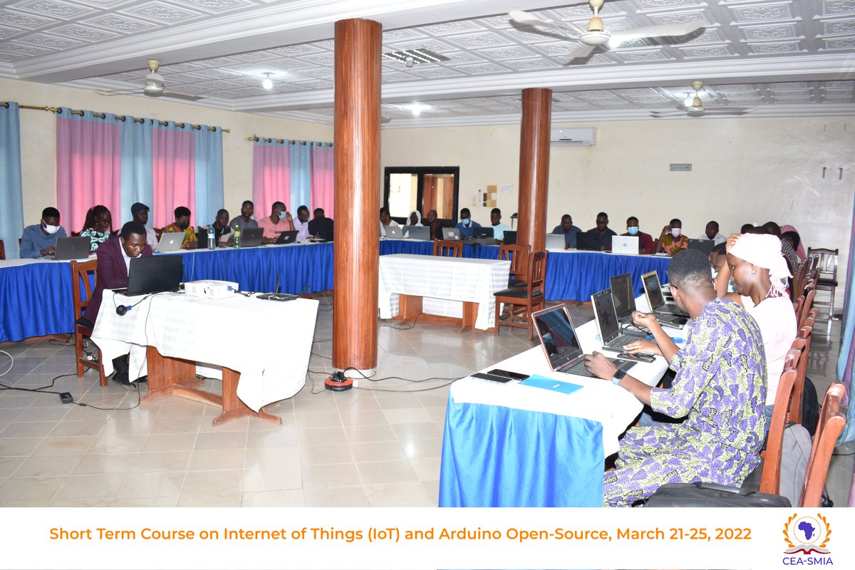cea_sma's tweet photo. Short Term course on #IoT &amp; Arduino #opensource 
 March 21-25, 2022, with ACE OAK-Park, OAU and @cea_sma. 40 participants including 7 #WomenInSTEM  from #Senegal, #Djibouti, #Nigeria, #IvoryCoast. 
@the_ACEProject @DSTN_ACEPartner @WorldBankAfrica 
https://t.co/eHqGxaxzw1 https://t.co/ENtkRbHdse