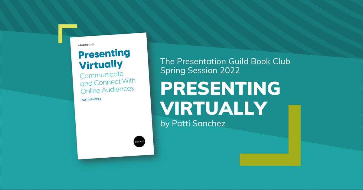 presentguild's tweet photo. Have you read "Presenting Virtually" by @PattiSan?
Join us on Thursday for book club to discuss the material and be on the lookout for an author's chat coming up in April!
https://t.co/dx2jXfLXU1
#duarte #presentingvirtually #communication #connection https://t.co/ztf3vBSYNO