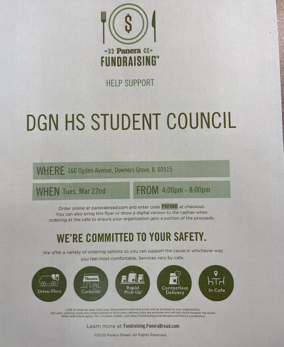 Please support student council tonight at Panera on Ogden! 4-8pm Grab dinner and DGN gets a percentage of the profit <a href="/DGNStuCo/">DGN Student Council</a> <a href="/DGNActivities/">DGN Activities</a> <a href="/DGNorthSS/">DGNSocialStudies</a>