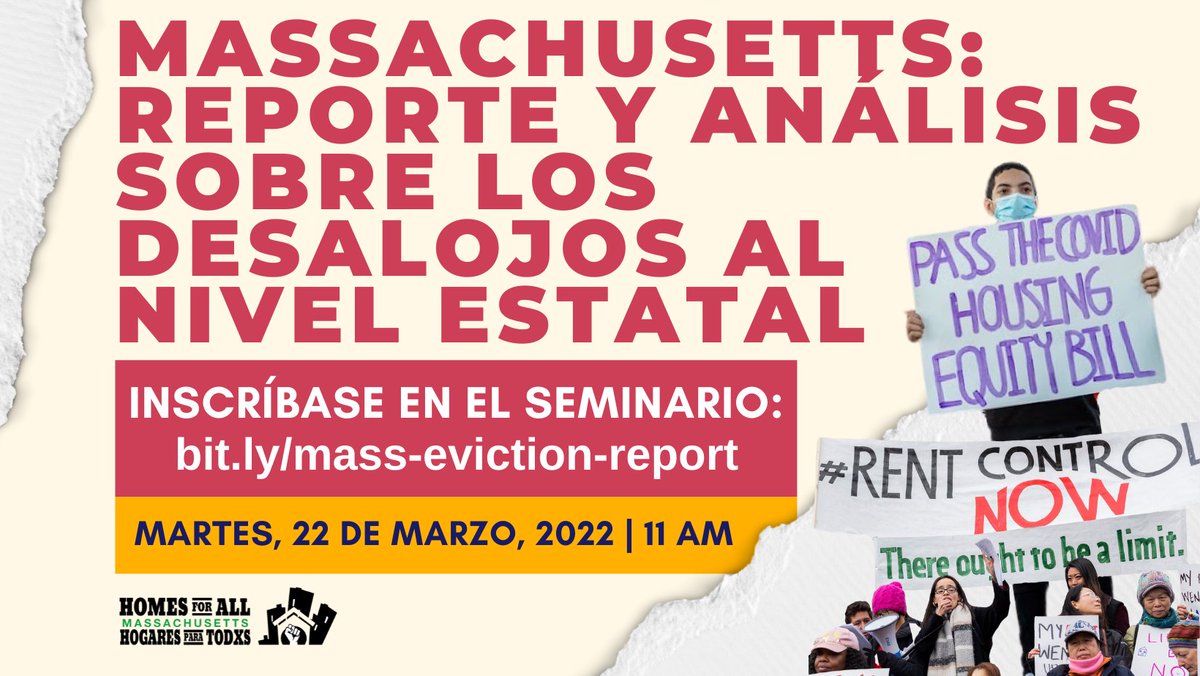 CityLife_Clvu's tweet photo. ⚡️#HOY 11am, @homesforallmass & @MITdusp presentan resultados de un nuevo reporte, "Justicia de vivienda: Un análisis de la inequidad racial de desalojo en Massachusetts".
Regístrese para el seminario web aquí:
https://t.co/gGHZvEGYqH
#EquidadDeViviendaMA #ControlDeRentaMA https://t.co/P0SxoWyQKQ