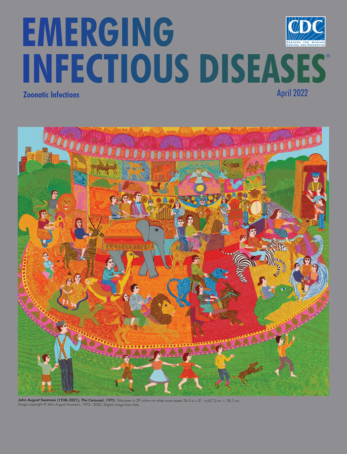 EIDjournal's tweet photo. #ZoonoticInfections is the theme for the April issue of EID journal. You can read the articles and see this month’s cover image featuring The Carousel by John August Swanson (1938–2021), online now. https://t.co/VRQkg1qoln https://t.co/E5hGfsmfwS