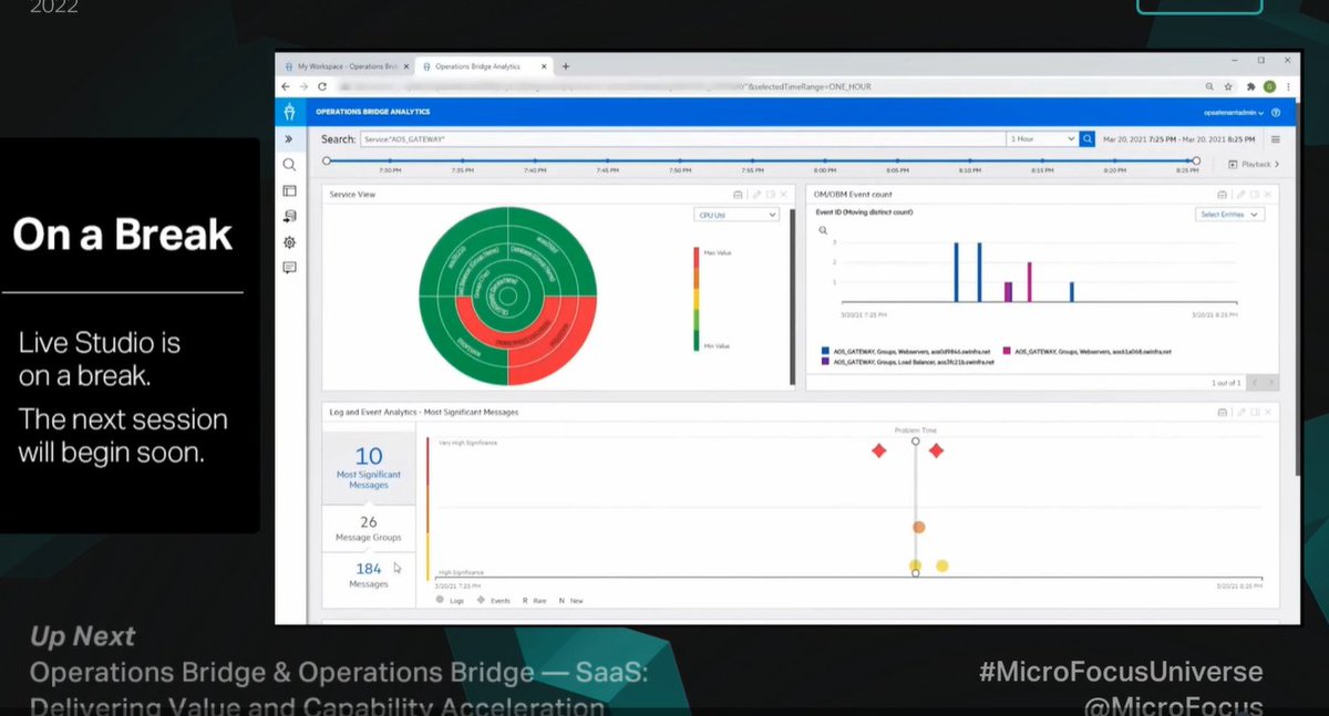sandrinea's tweet photo. #MicroFocusUniverse #AIOps les capacités humaines ne sont pas suffisantes pour monitorer et agir sur l'ensemble des infrastructures aujourd'hui : #automation #IA #OperationBridge https://t.co/Z3S5IDn9pG