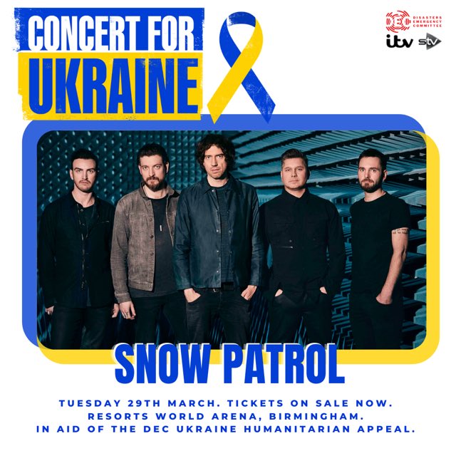 We will be performing at Concert for Ukraine on next week to support the @decappeal Ukraine Humanitarian Appeal and help those affected by the conflict. Tickets are on sale now from theticketfactory.com. The concert will also be streamed live on @ITV #ConcertForUkraine