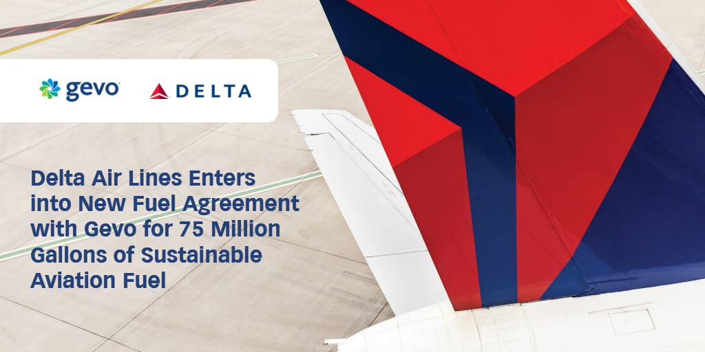 Net-zero jet fuel is an important part of climate smart solutions. Gevo is proud to support Delta in their leadership for pushing the aviation industry to net-zero emissions.

To learn more: investors.gevo.com/news/delta-air…

#Delta #SAF #GevoFuels