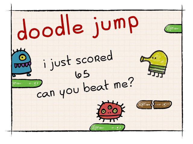 I just scored 65 on doodle jump!
for ios: apple.co/1Gpo0iU
for android: bit.ly/1gQ2GLd