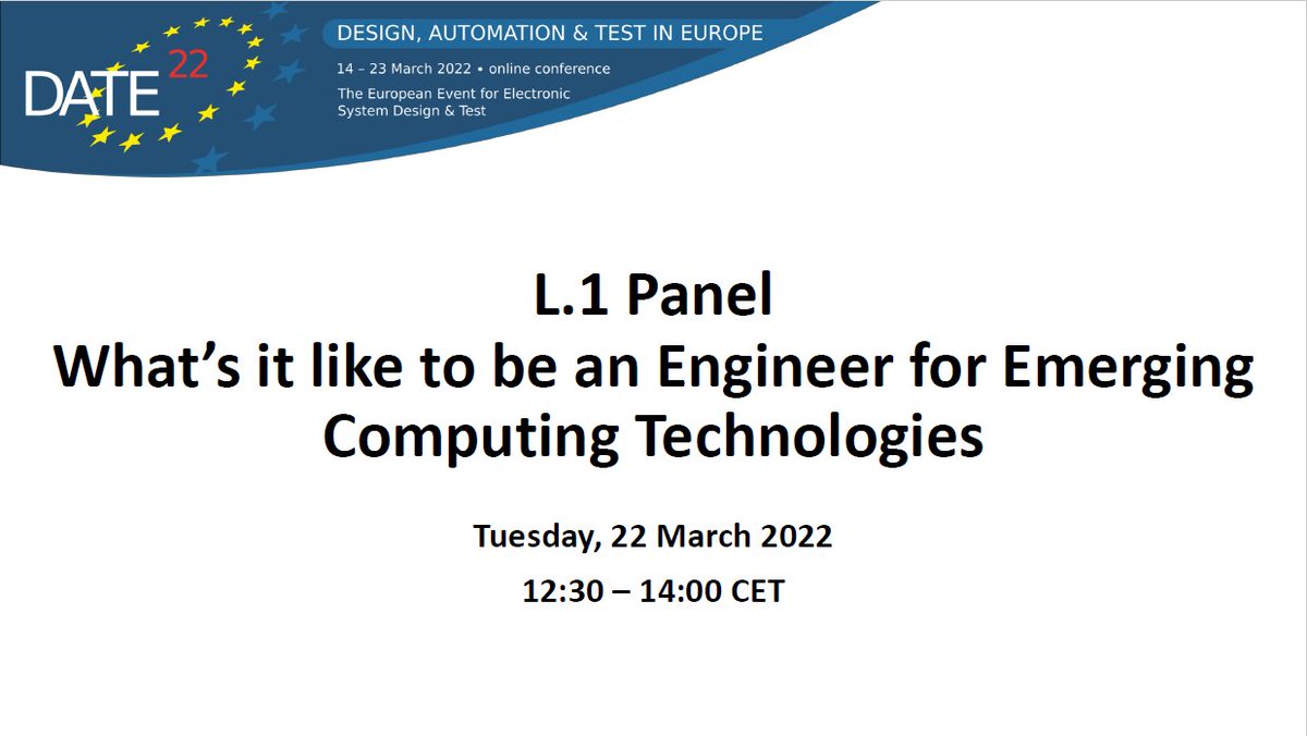 rbrtwll's tweet photo. At @DateConference, I discussed today with Fernando Gonzalez Zalba (from @quantum_motion) and Théophile Gonos (from @ai_mergence) about what’s it like to be an engineer for #EmergingComputing technologies (a panel organized by @AidaTodri). https://t.co/SnApTJNI0N