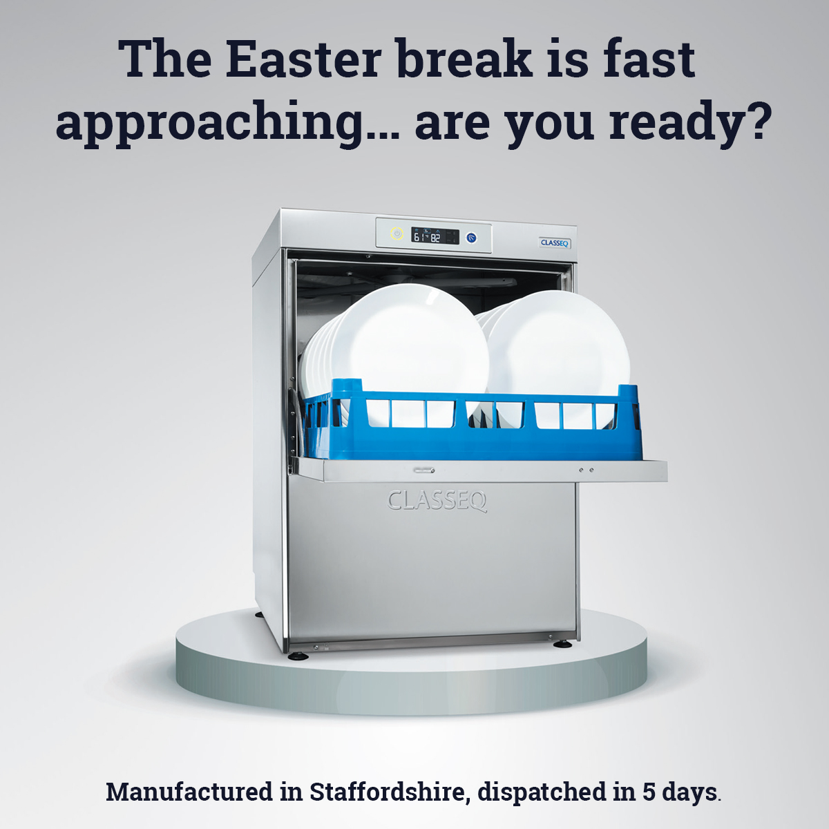 ClasseqUK's tweet photo. The #Easter break is fast approaching so make sure you’re prepared. Whether it’s a #service on your existing warewasher or a new #warewasher you need, we can help. New warewashers are dispatched in five days. Find out more https://t.co/qWVOsKnTzv https://t.co/OGk6aBkEIi