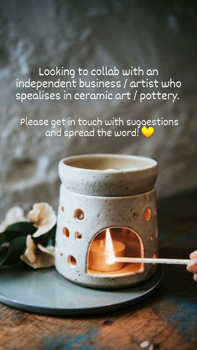 Tag your favourite artists in the comments, who you think could help.

Looking to #collab with an #independent #business/#artist who spealises in #ceramicart/#pottery

<a href="/NorthantshourUk/">#Northantshour</a> <a href="/_SupplyChange/">Supply Change</a>
#ceramics #pottersuk #ceramicartist #Northants #northantslife #northantshour