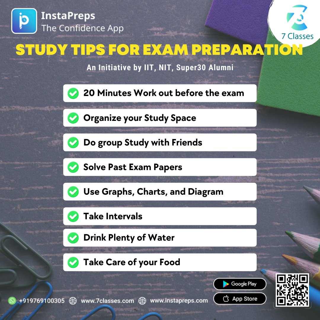 instaprepsai's tweet image. Preparing for your exams can be stressful. So, InstaPreps is sharing with you some tips which will be helpful for you while preparing for exams.
An initiative by IIT, NIT &amp;amp; Super 30 Alumni.
Download now bit.ly/27rd01
#anupraaj #7classes  #instapreps #boostconfidence