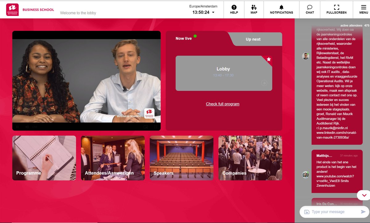Het stage event 'Get Connected' is live. Tot 15.00 uur worden er 8 verschillende workshops gegeven en daarna is het tijd om te netwerken. We hopen dat hier weer mooie matches tussen studenten en bedrijven uitkomen!