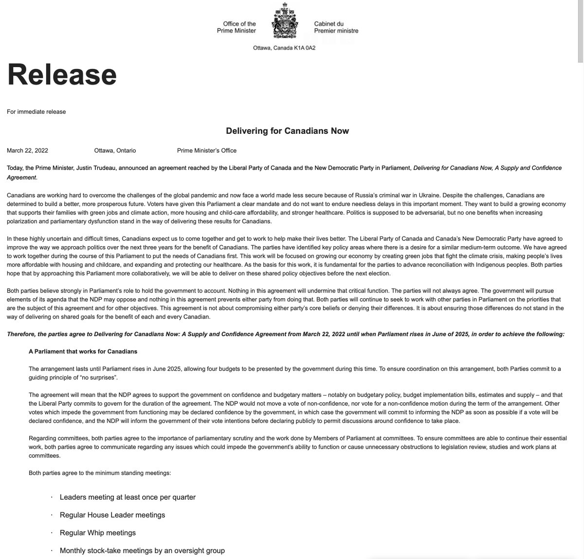Travisdhanraj's tweet photo. #NEW: @JustinTrudeau's office releases details of deal with NDP #Cdnpoli https://t.co/wm6VdXk8Fc