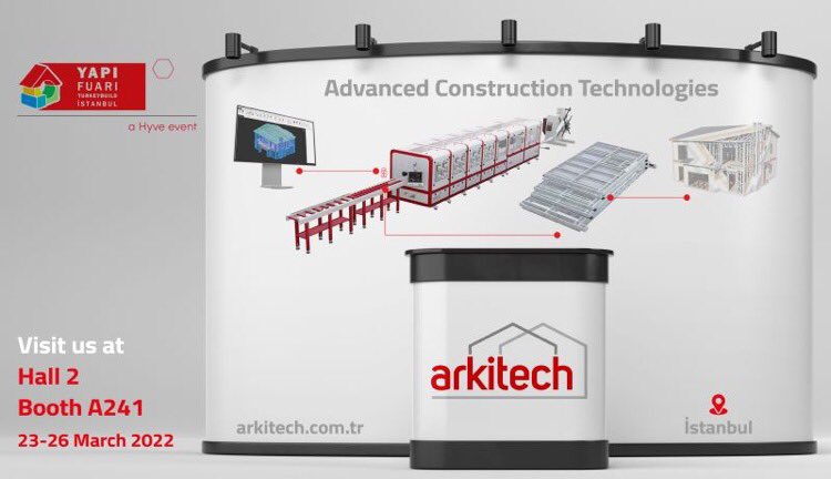 arkitechfsystem's tweet image. We are very excited to announce that we will participate in the Yapı – #Turkeybuild İstanbul 2022 will be held between 23-26 March at İstanbul. We will be waiting for all participants who want to get detailed information about our new generation #LGS framers, software and apps.