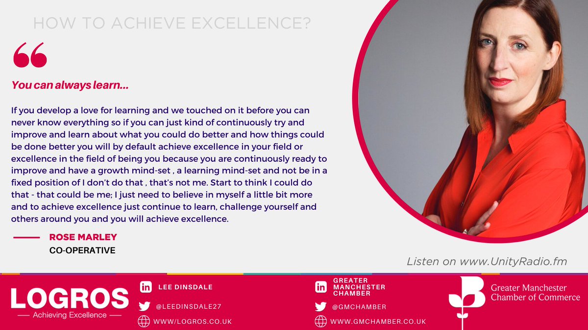 Take a look at what <a href="/RoseMarley1/">Rose Marley</a> had to say about achieving excellence. 
Tune into <a href="/The_Logros/">The Logros</a> on <a href="/UNITYRADIOFM/">Unity Radio</a> here: unityradio.fm/the-logros-sho…