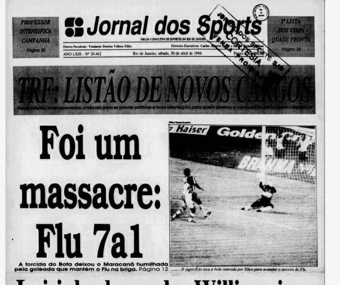 museuFlu's tweet photo. 29/04/1994

Fluminense aniquila o rival Botafogo no Maracanã, dando lógica ao histórico de confrontos. 

Gols marcados por: Ézio (2x), Luís Henrique, Luís Antônio (2x), Mário Tilico e Branco. https://t.co/tnGiO7pzU0
