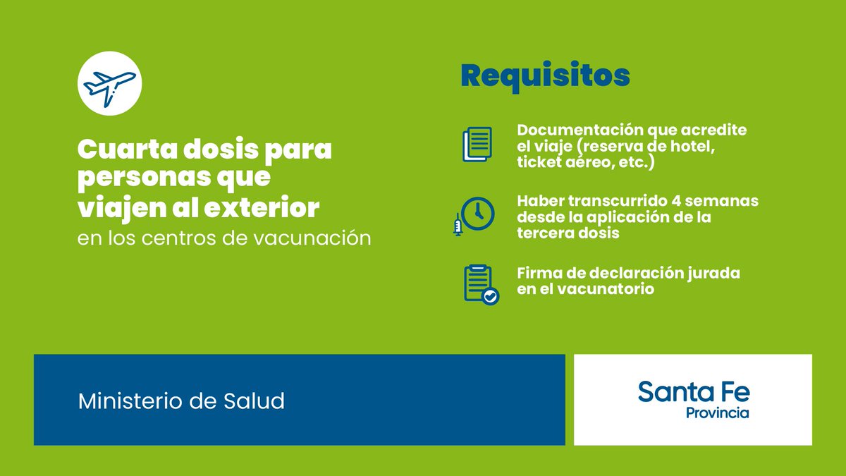 #COVID
👉Cuarta dosis para personas que deban viajar al exterior✈