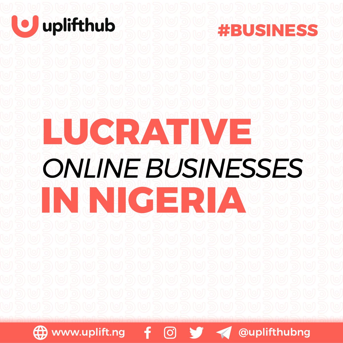 uplifthubng's tweet photo. 4 LUCRATIVE ONLINE BUSINESSES IN NIGERIA
#uplifthubng #upliftlearningcycle #upliftbusinessclub #upliftpodcast #upliftwomen #onlinebusiness https://t.co/QOCjU6hdho