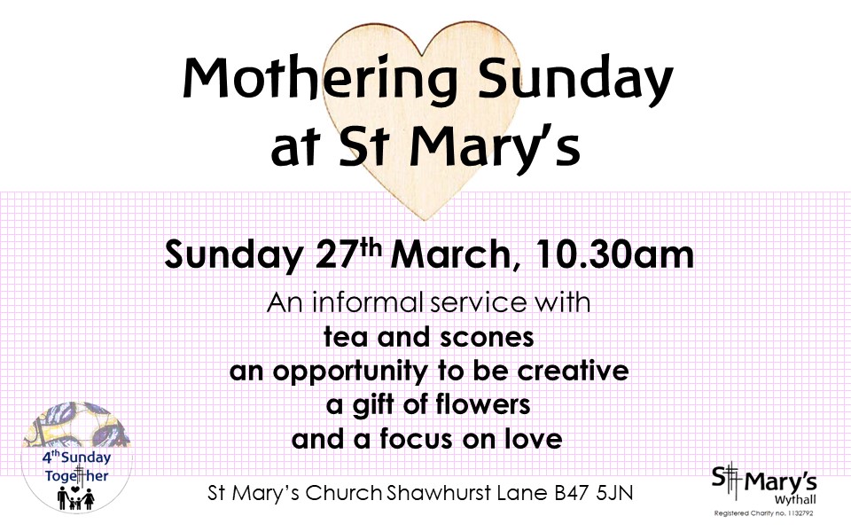 stmaryswythall's tweet photo. This Sunday, 27th March, all welcome! https://t.co/MaK1PQf8Kx