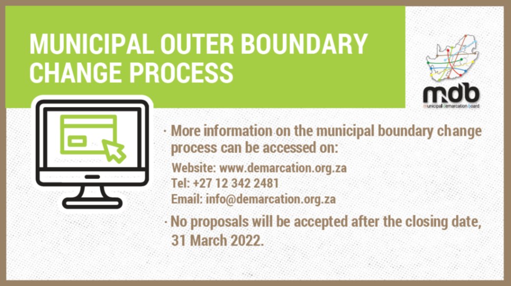 MunicipalBoard's tweet photo. Remember to submit your proposals, only 10 days left. Deadline, 31 March 2022. #MunicipalOuterBoundaryProcess https://t.co/SNi4OkqOyE