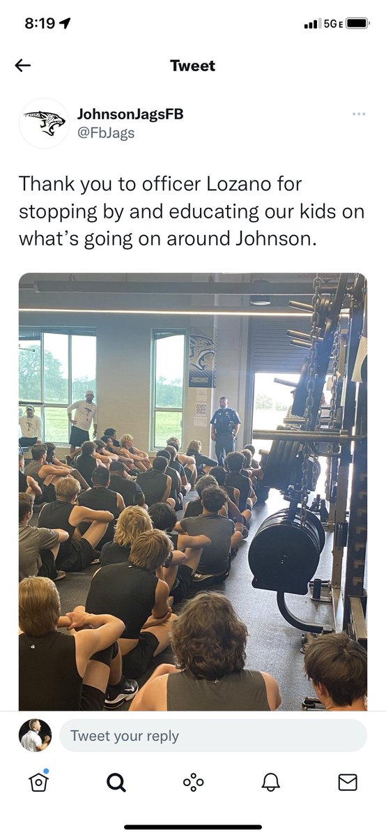 Are you serious <a href="/Twitter/">Twitter</a> this is where we’re at? A football program thanking the school resource officer for coming by weights and talking to our athletes gets flagged for sensitive content? Disgusting.