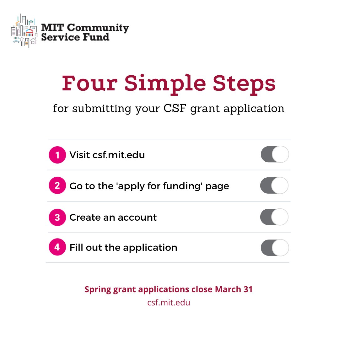 MIT Community Service Fund on Twitter "Submitting your CSF grant application is as easy as one